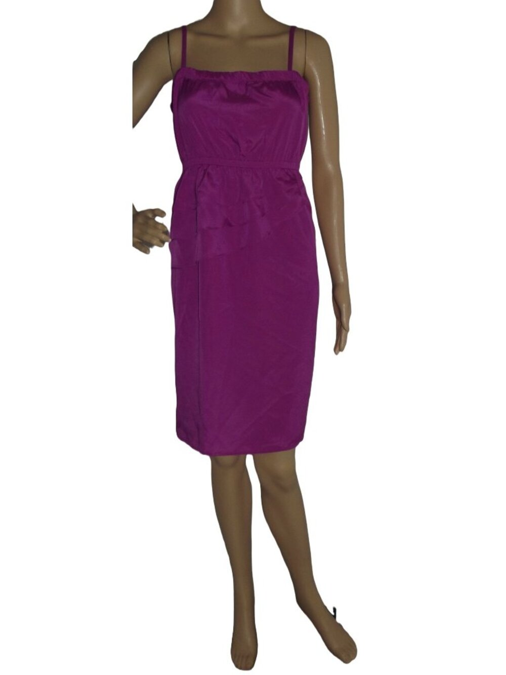Pink Summer Dress Womens Size XL square neck sleeveless cami elastic waist